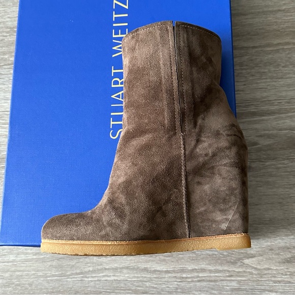 Stuart Weitzman Bootscout Suede Ankle Wedge Booties - Picture 2 of 10